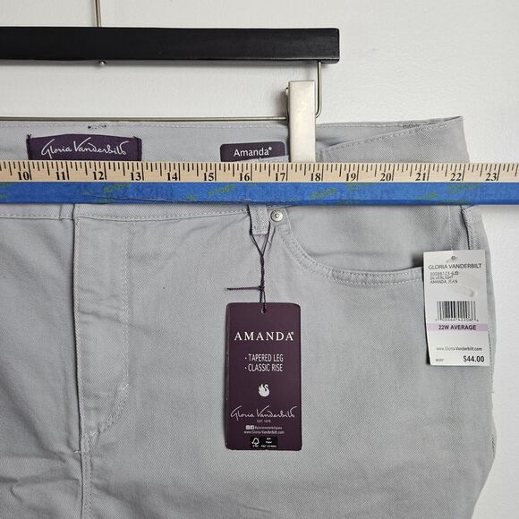 Gloria Vanderbilt Amanda PLUS 22W Gray Tapered Leg Soft Touch Jeans NWT - Picture 5 of 12